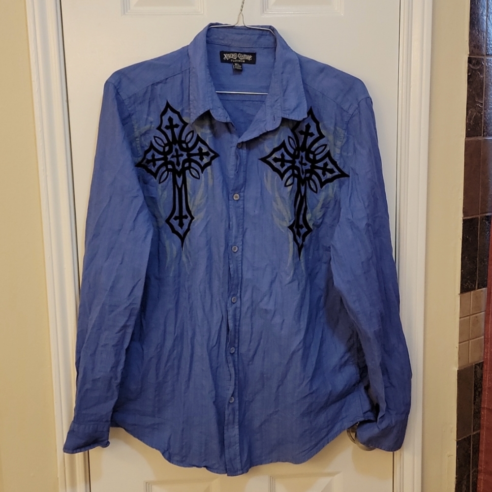 Extreme Couture men's long sleeve button down shirt, XL
